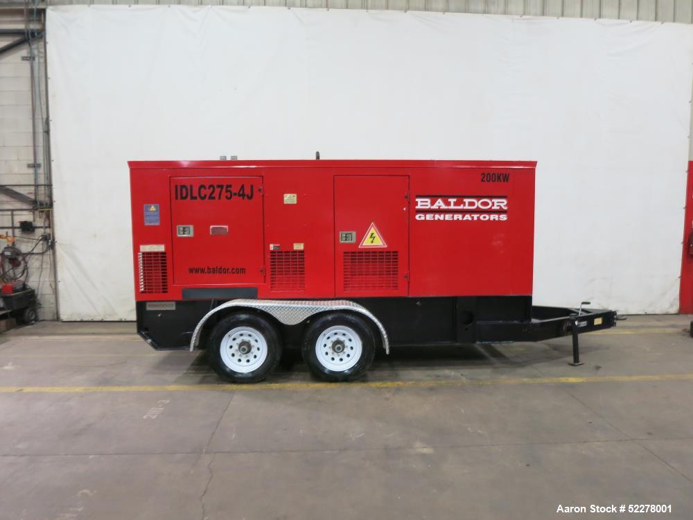 Used Baldor 200 kW Standby (180 kW prime) Rental Grade Portable Diesel Generator Set, model TS250T, SN-P1110270012. John Deere 6068HF475 engine rated 314 HP at 1800 RPM, SN-PE6068L114688, EPA tier 3 ...